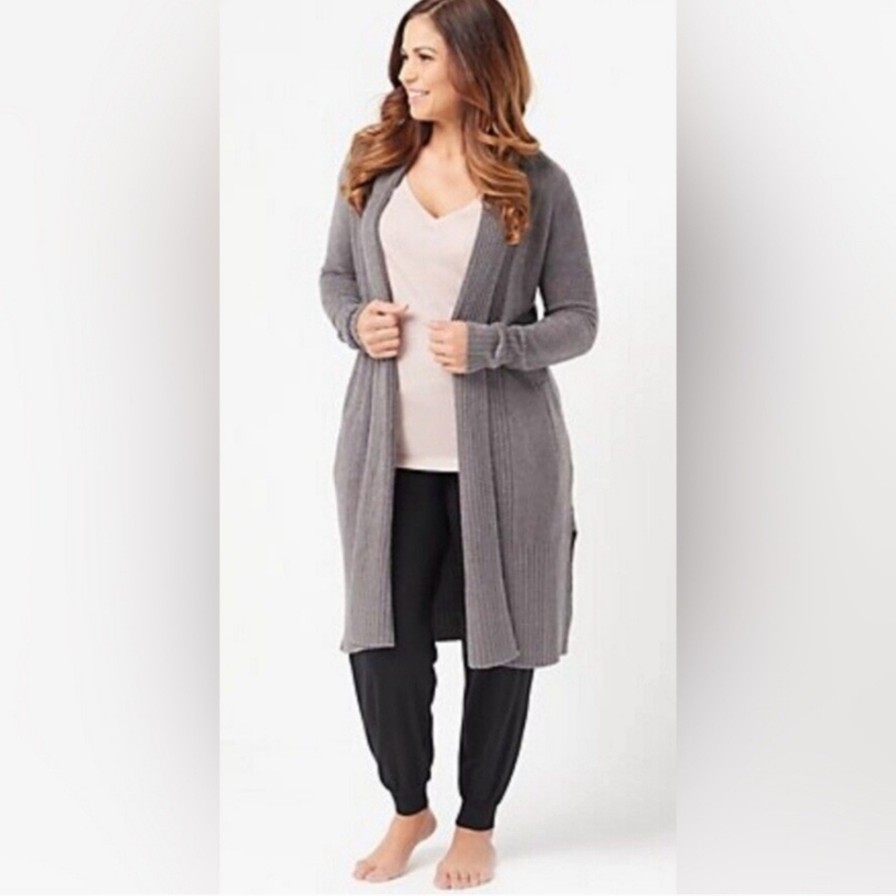 Barefoot Dreams CozyChic Lite Catalina Long Cardigan in Ash Cozy Soft Size SP
